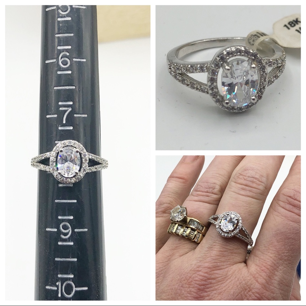 NEW STUNNING 18K WHITE GOLD PLATED AAA CZ RING